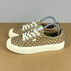 Cariuma OCA Polka Dot Canvas Sneakers Womens 6 Taupe Tan Cream Low Top